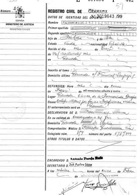 certificado de defuncion valladolid