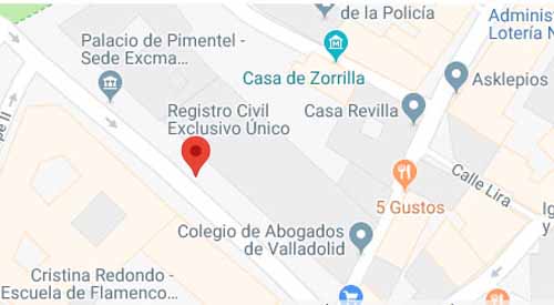 mapa registro civil valladolid