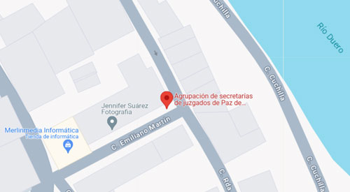 mapa Registro Civil Juzgado de paz de Tudela de Duero